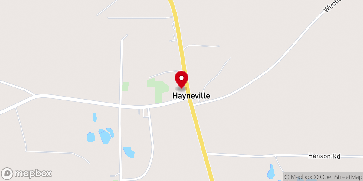Map showing location of First Baptist Church of Haynesville