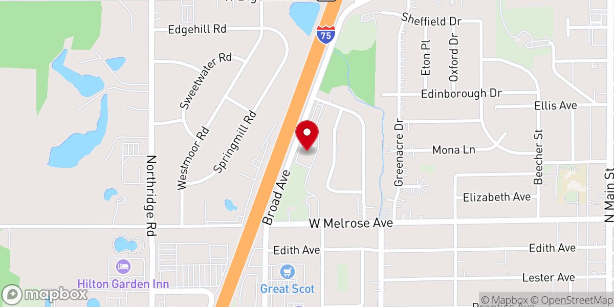 Map showing location of Findlay First Church of the Nazarene