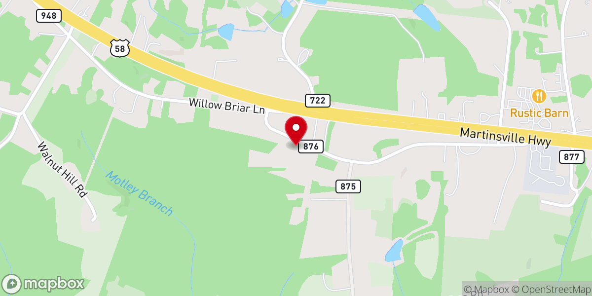 Map showing location of Piney Grove Primitive Church