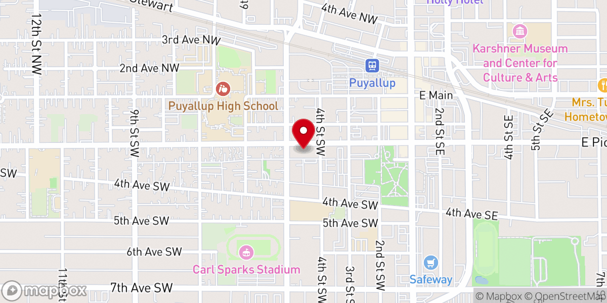 Map showing location of First Presbyterian Church of Puyallup
