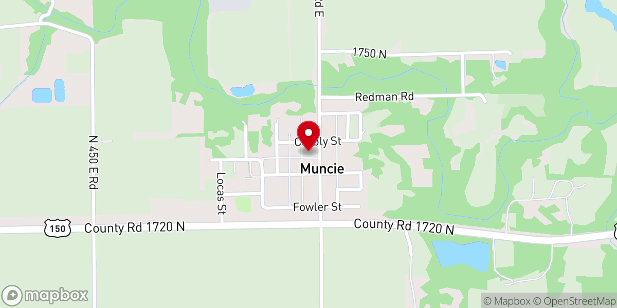 Map showing location of Muncie Baptist Church