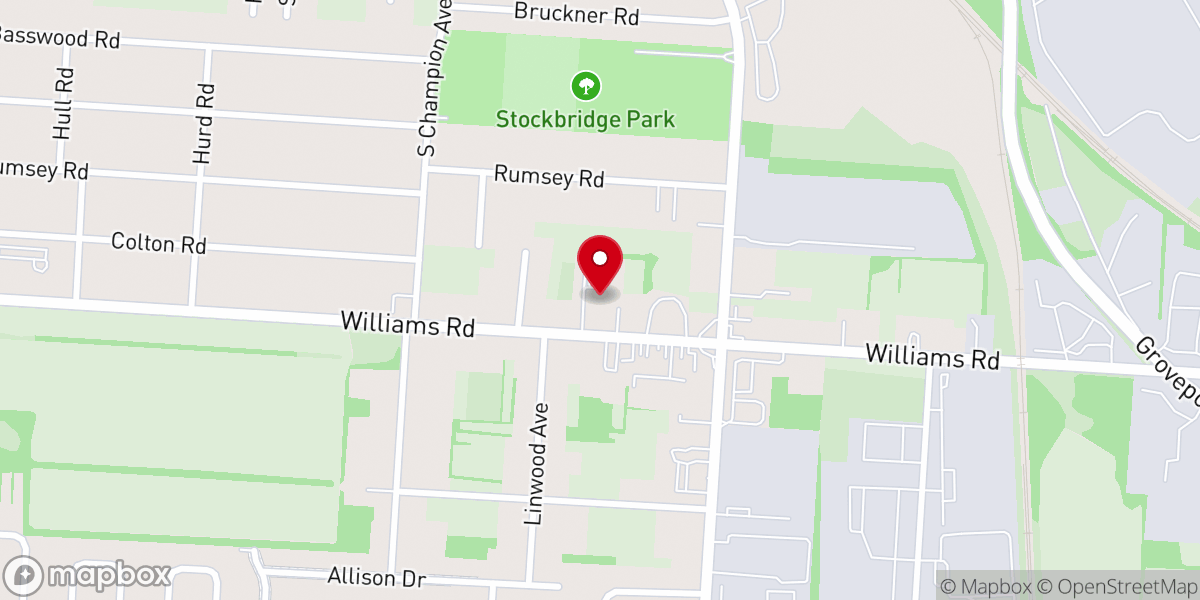 Map showing location of Williams Road Freewill Baptist Church