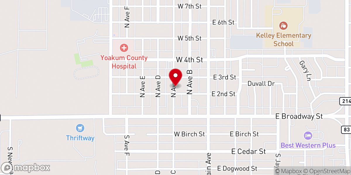 Map showing location of Denver City Church of Christ