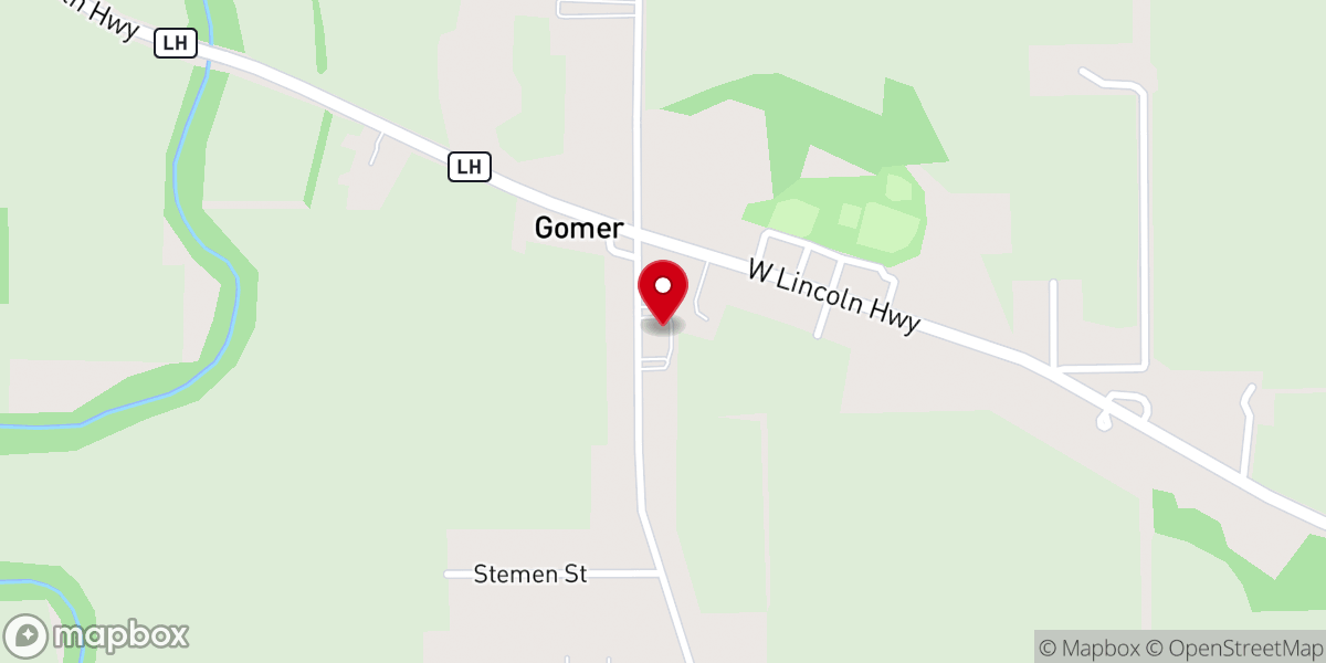 Map showing location of Gomer Congregational Church