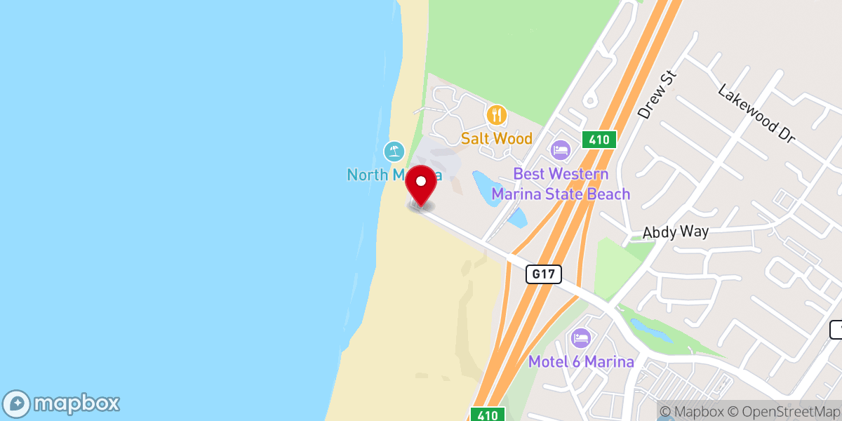 Map showing location of Marina State Beach Parking