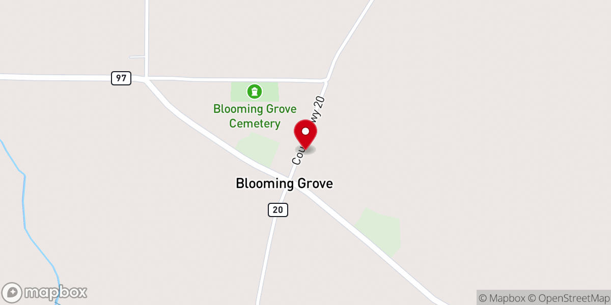 Map showing location of Blooming Grove Seventh Day Adventist Church