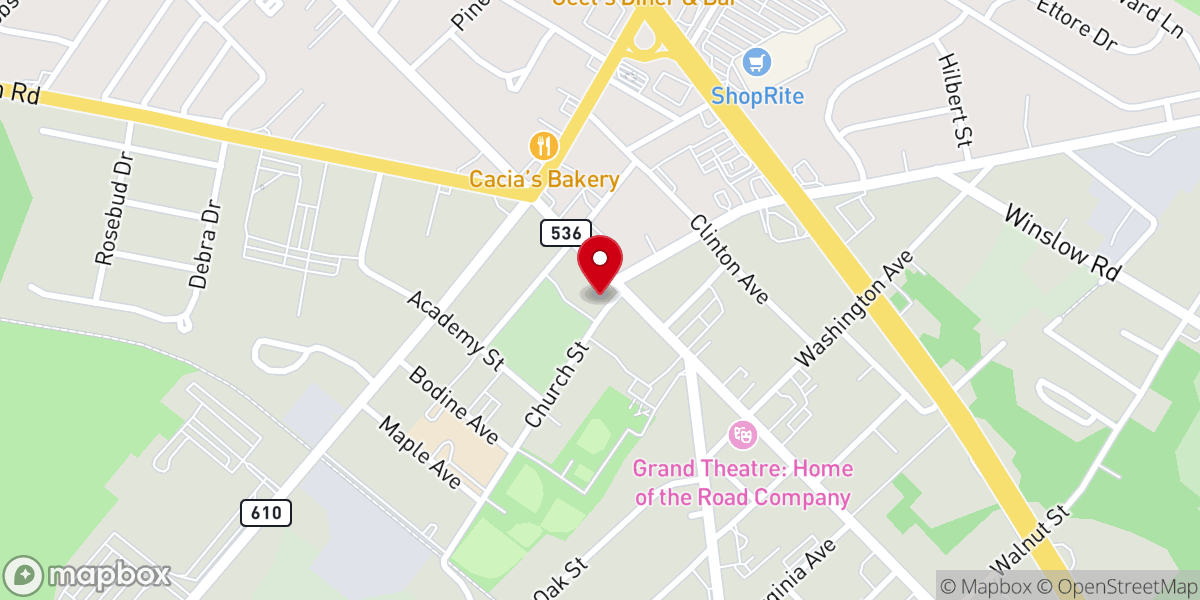 Map showing location of First United Methodist Church of Williamstown