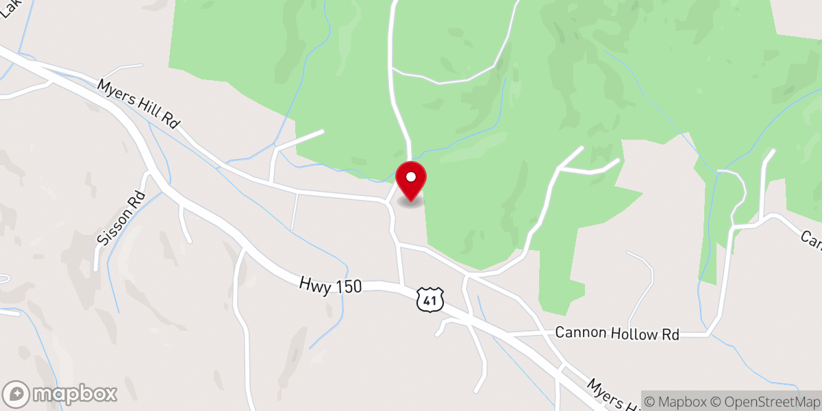Map showing location of Myers Hill First Congregational Methodist Church