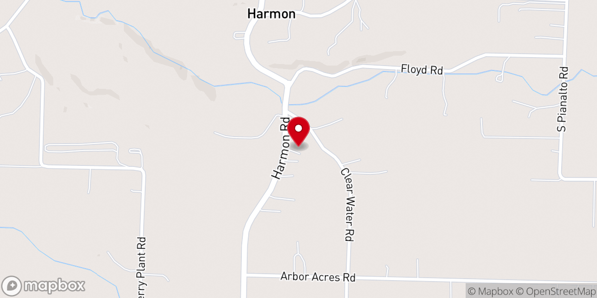 Map showing location of Harmon United Methodist Church
