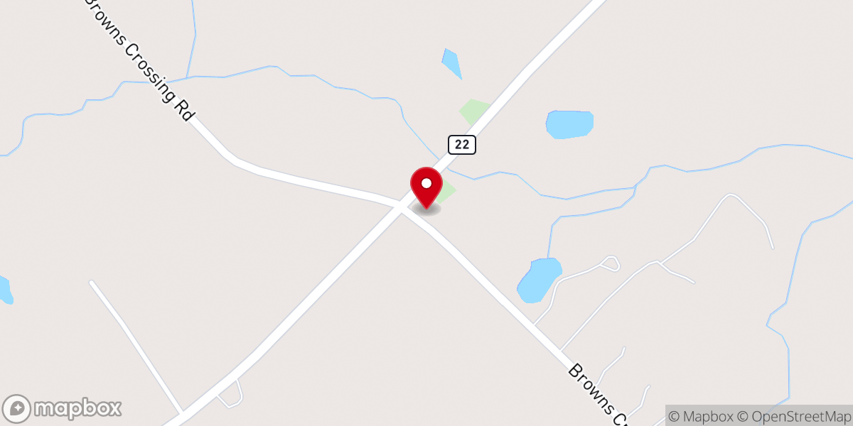 Map showing location of Browns Grove CME Church