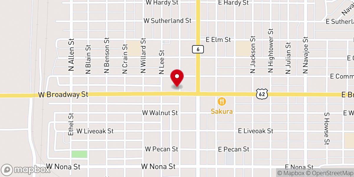 Map showing location of Thrive Church