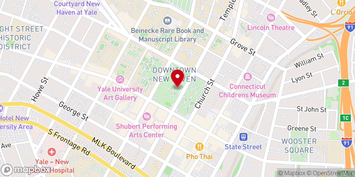 Map showing location of Center Church on the Green