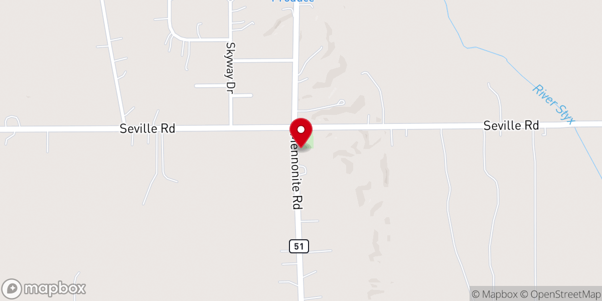 Map showing location of Maple Hill Mennonite Church