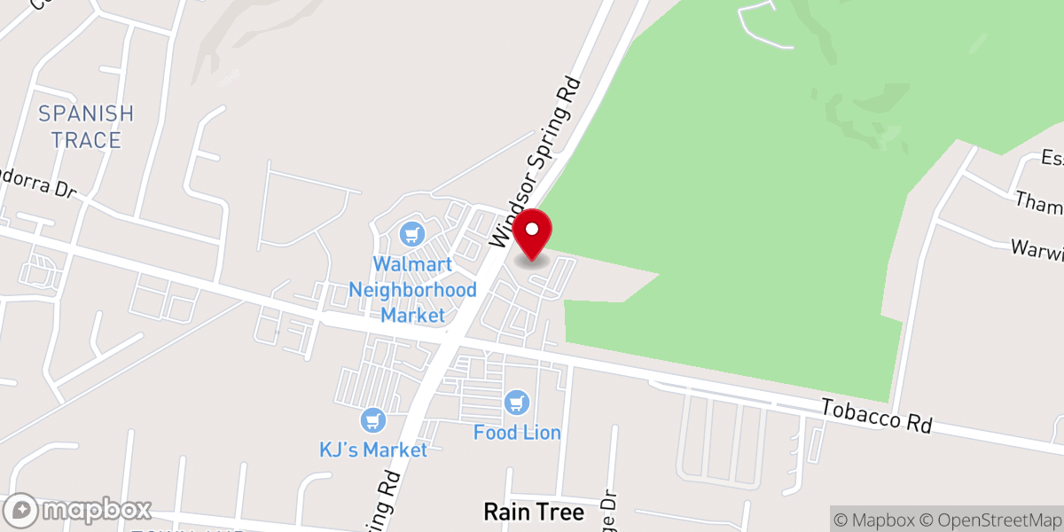 Map showing location of Windsor Spring Baptist Church
