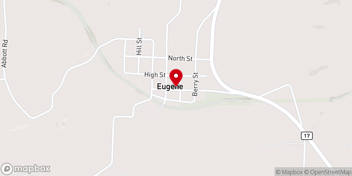 Map showing location of Eugene Christian Church