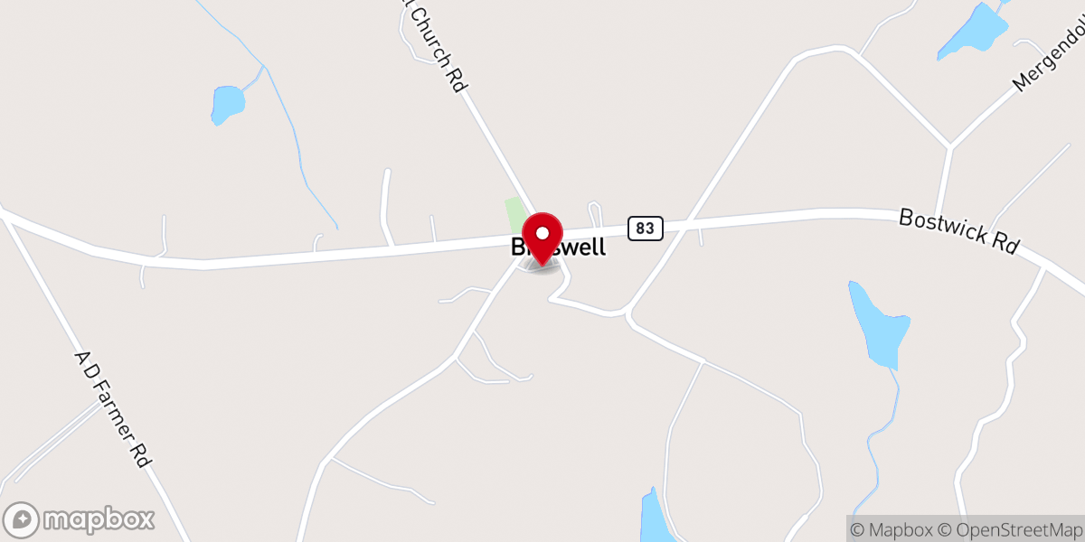 Map showing location of The Braswell Church