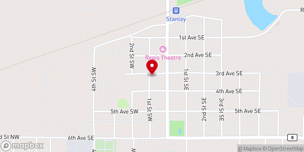 Map showing location of Sibyl Center for the Arts