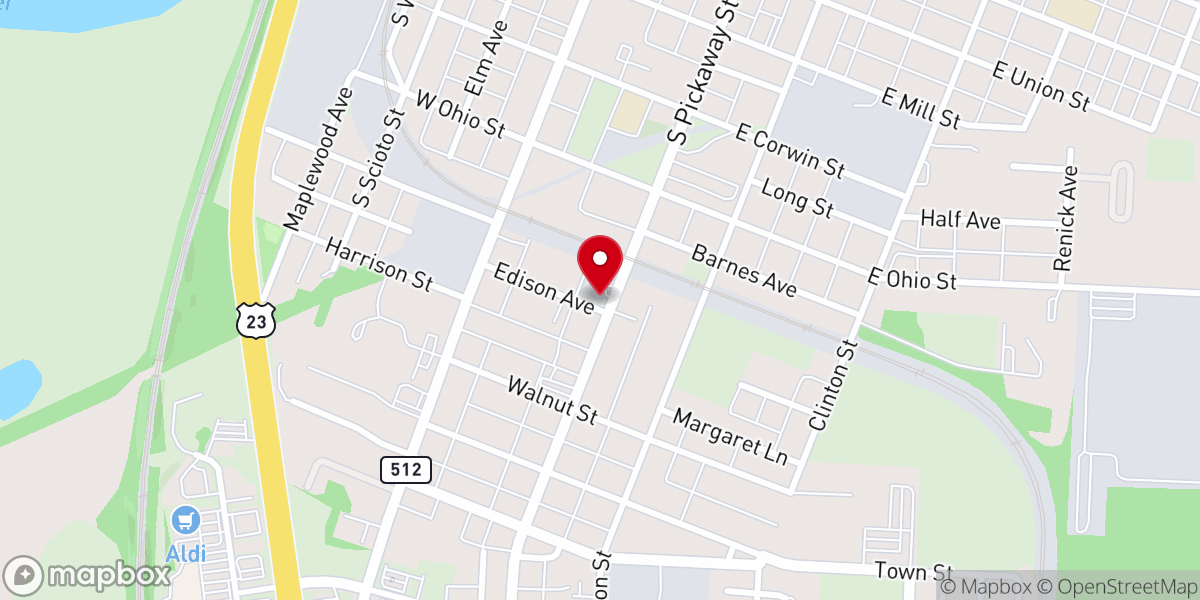 Map showing location of Vineyard Circleville Church