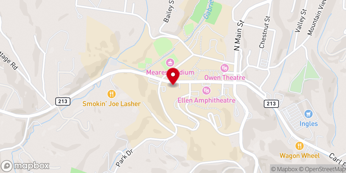 Map showing location of Broyhill Chapel