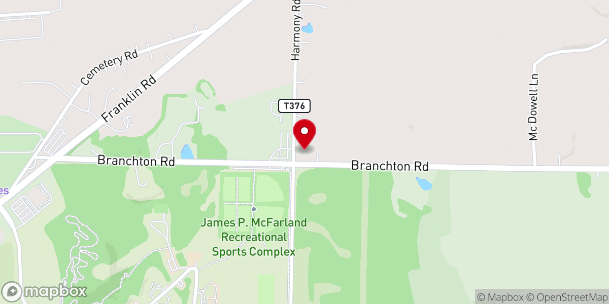 Map showing location of Crossroads Baptist Church