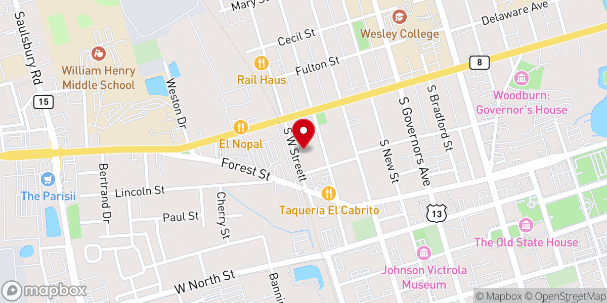 Map showing location of India Cultural Society of Delaware Inc