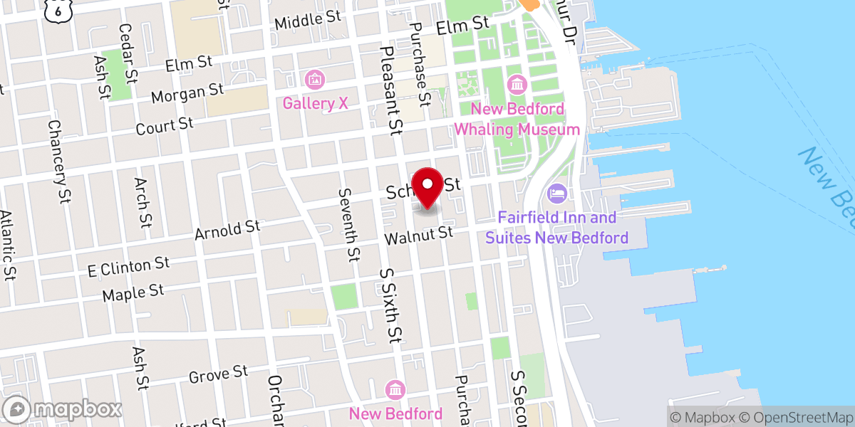 Map showing location of The Salvation Army New Bedford Corps Community Center