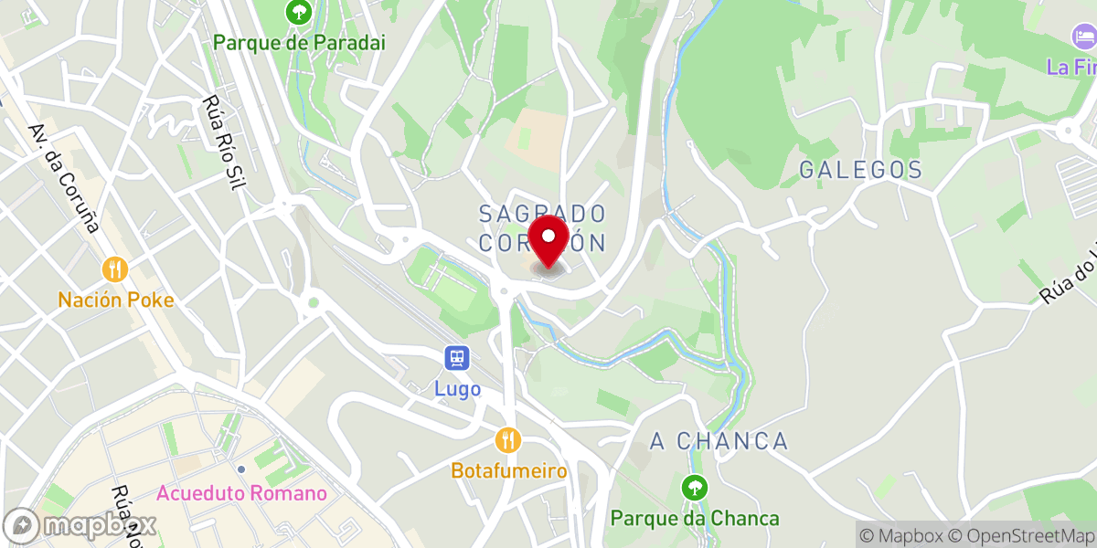 Map showing location of Iglesia del Sagrado Corazón de Lugo