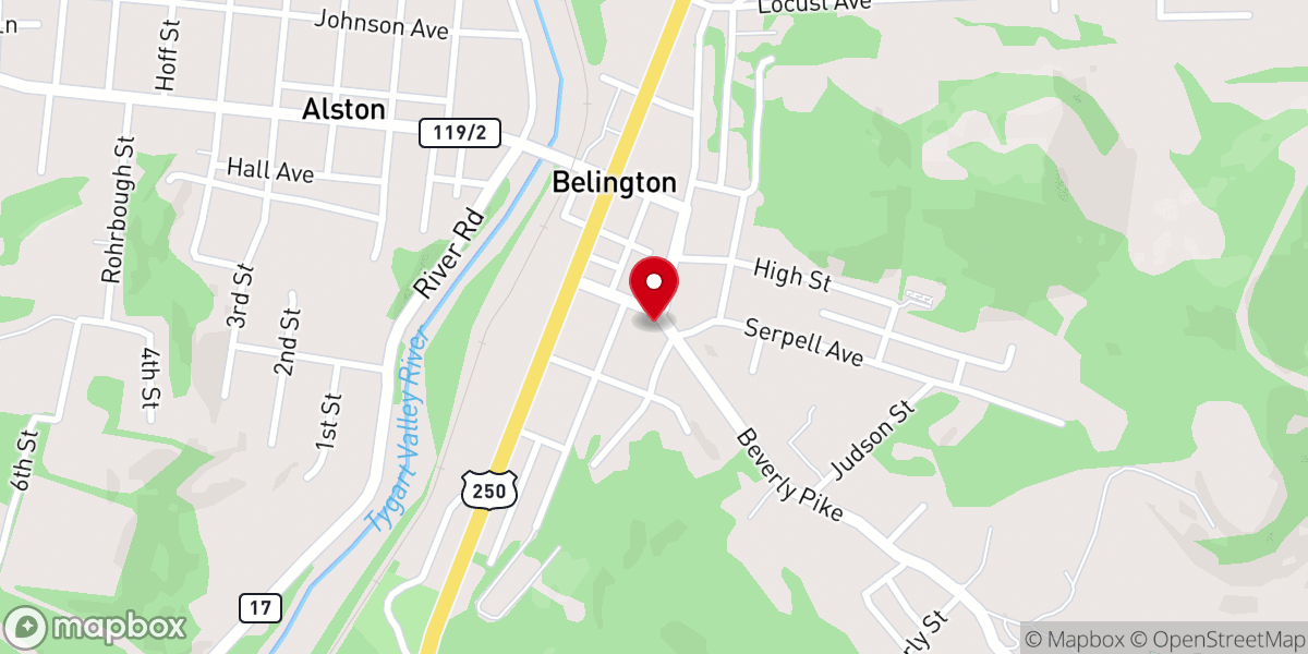 Map showing location of Asbury United Methodist Church