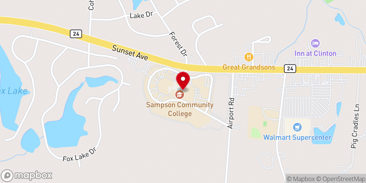 Map showing location of Sampson Community College