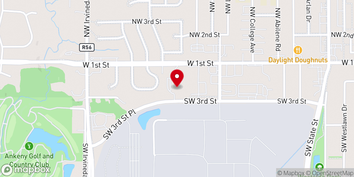 Map showing location of Ankeny Christian Church