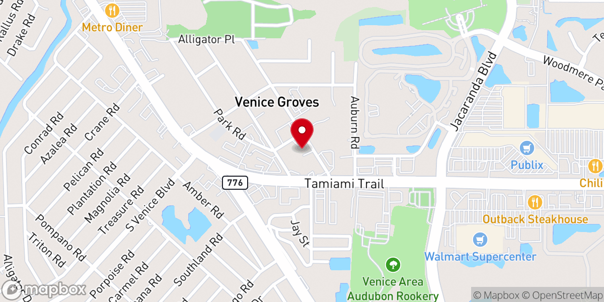 Map showing location of South Venice Church