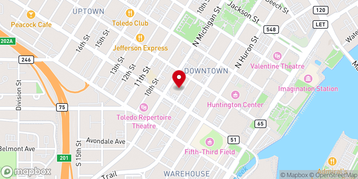 Map showing location of Vineyard Church of Toledo