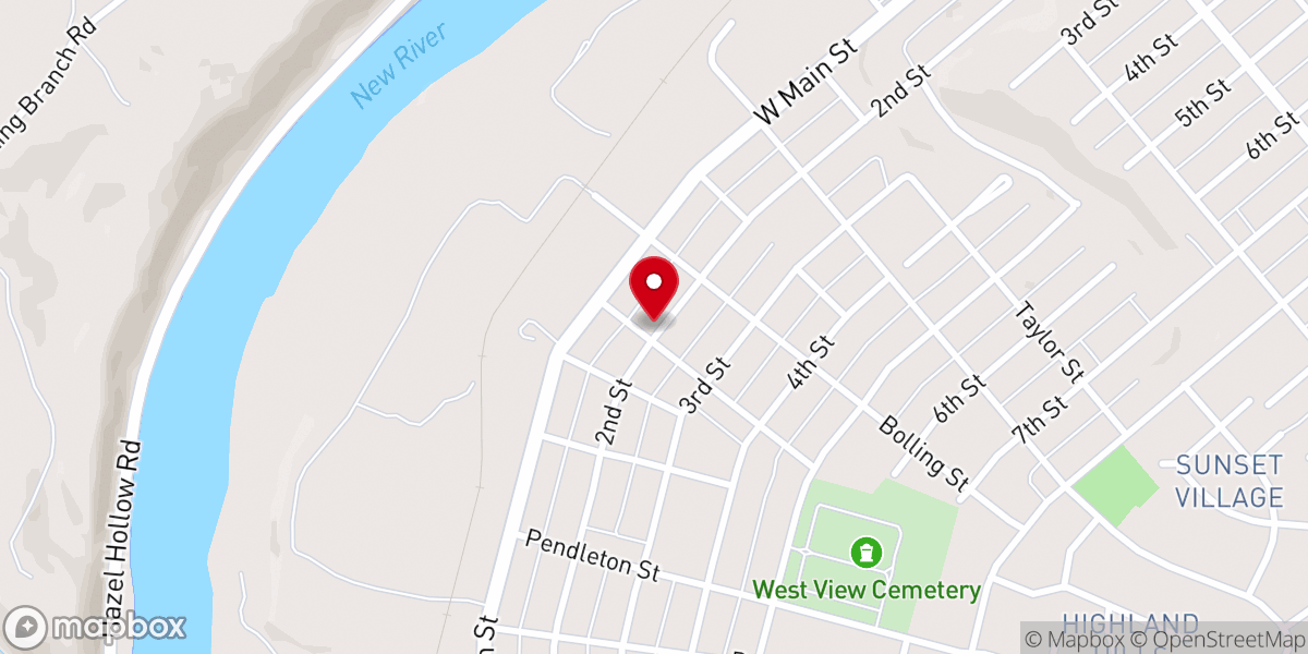 Map showing location of Carter Street United Methodist