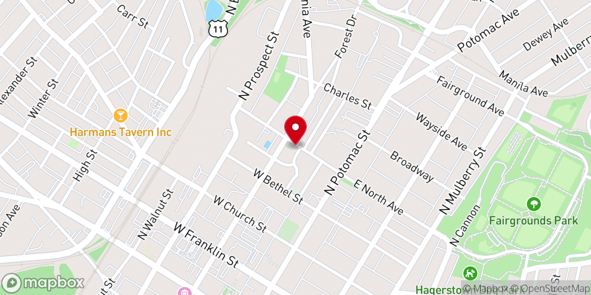 Map showing location of Second Christian Church