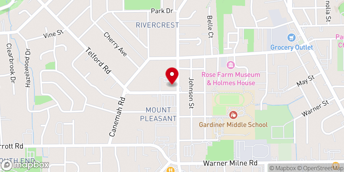Map showing location of Oregon City Evangelical Church