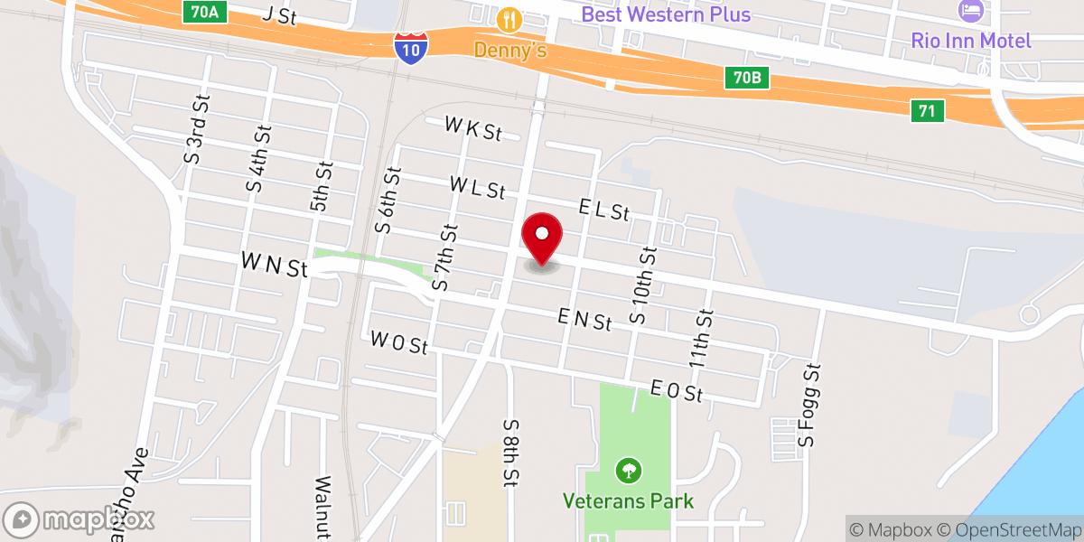 Map showing location of Church of God of Prophecy, Colton (COGOP)