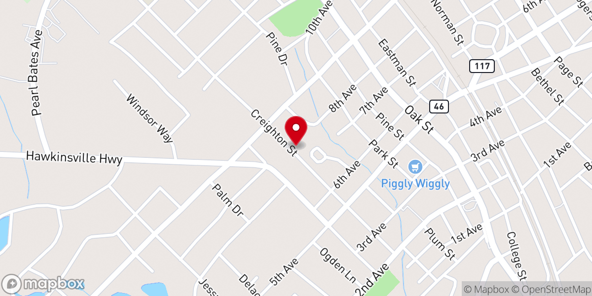 Map showing location of Mt Calvary Baptist Church