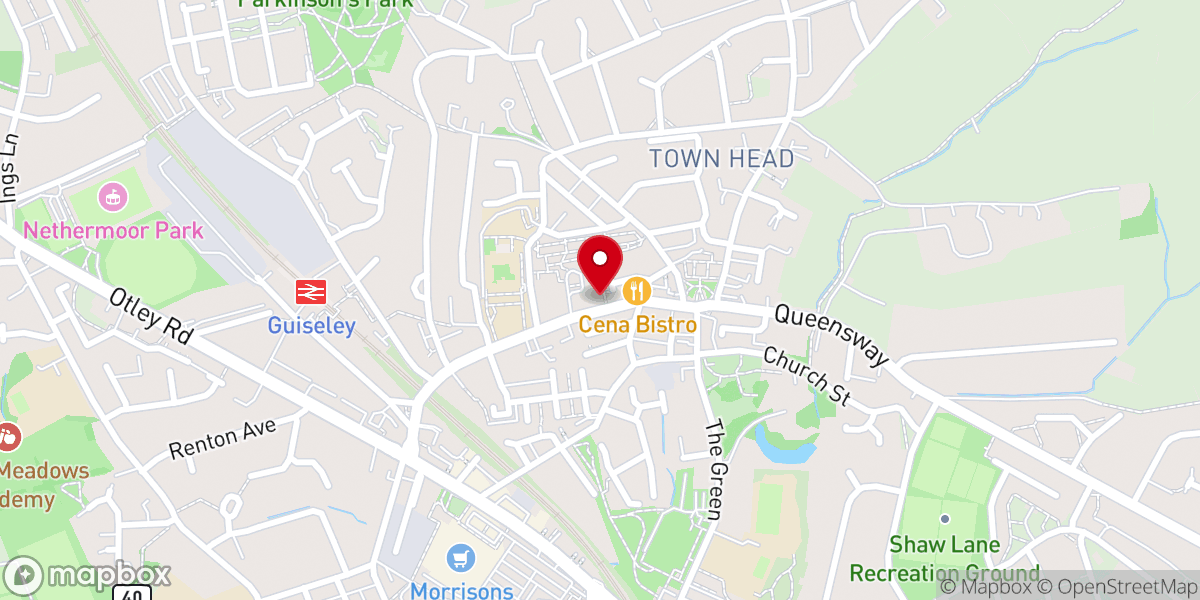 Map showing location of Guiseley Methodist Church