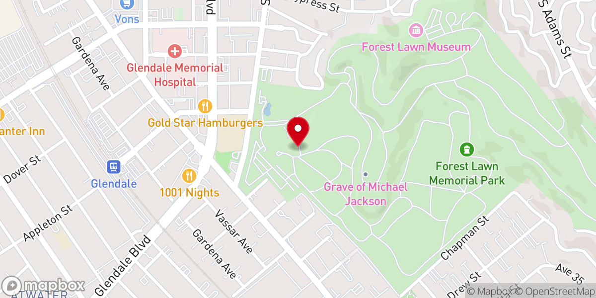 Map showing location of Rosemary Chapel (Forest Lawn)
