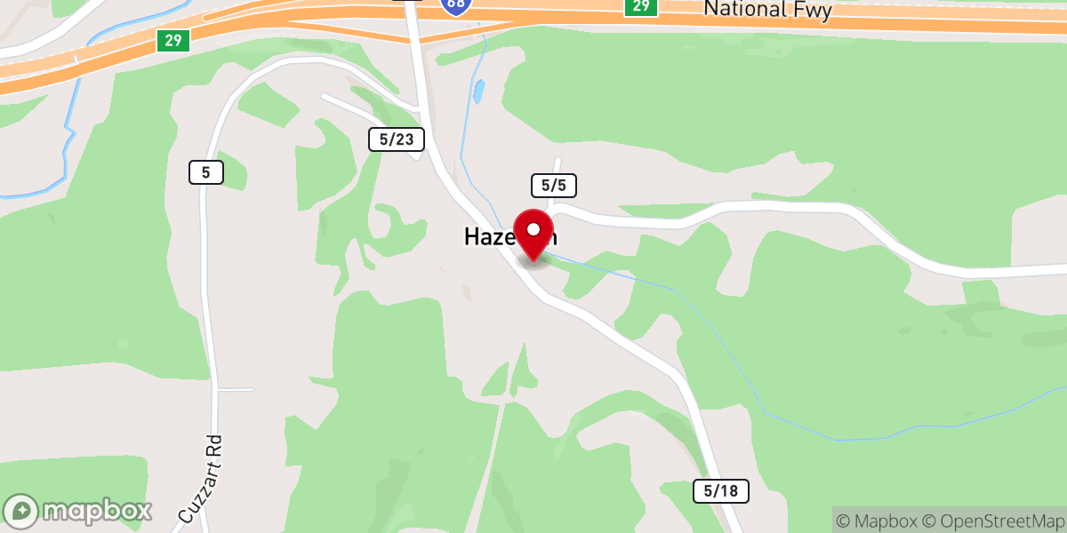 Map showing location of Hazelton Union Church