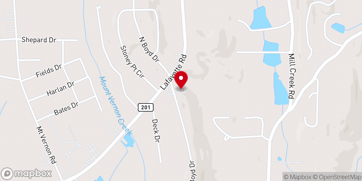 Map showing location of Westside Baptist Church