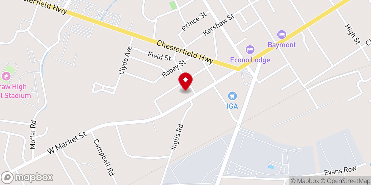 Map showing location of Westside Baptist Church