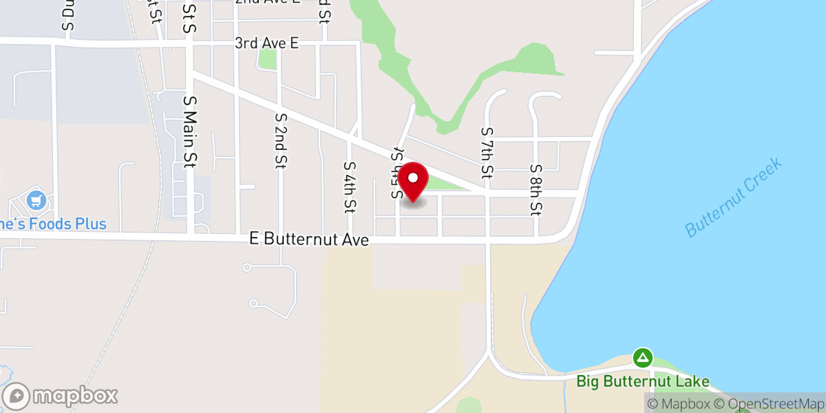 Map showing location of Luck Lutheran Church