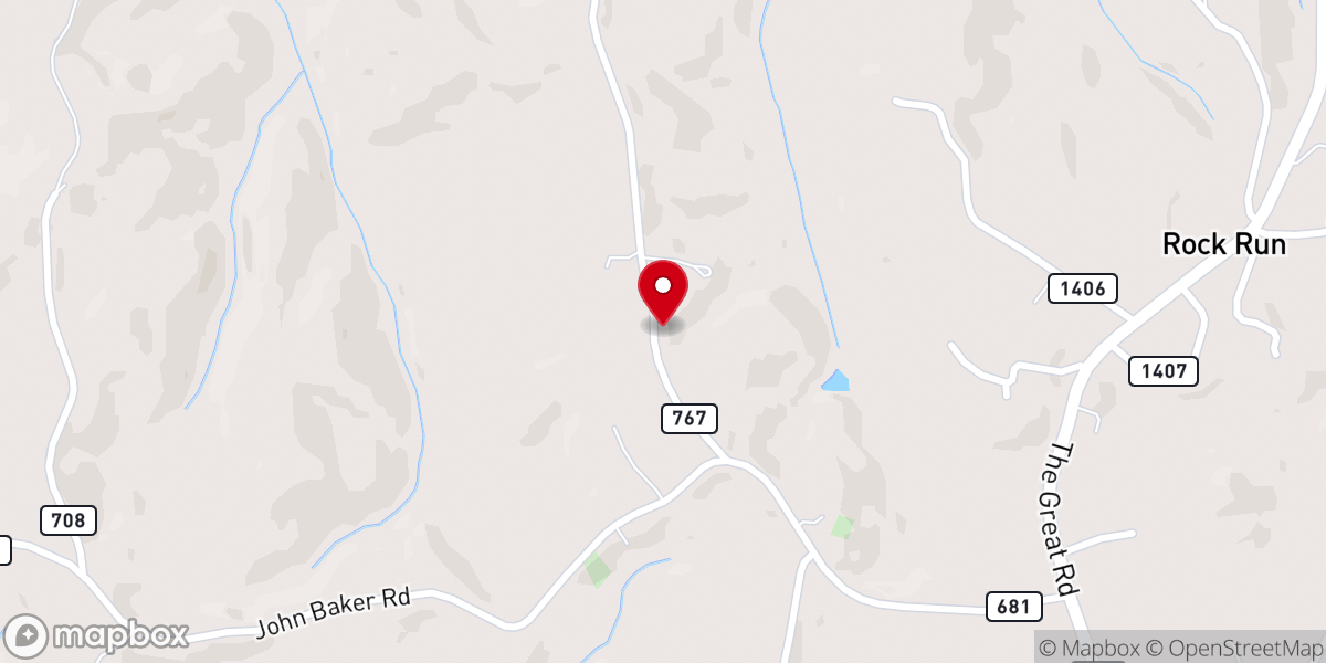 Map showing location of Rock Run Primitive Baptist Church