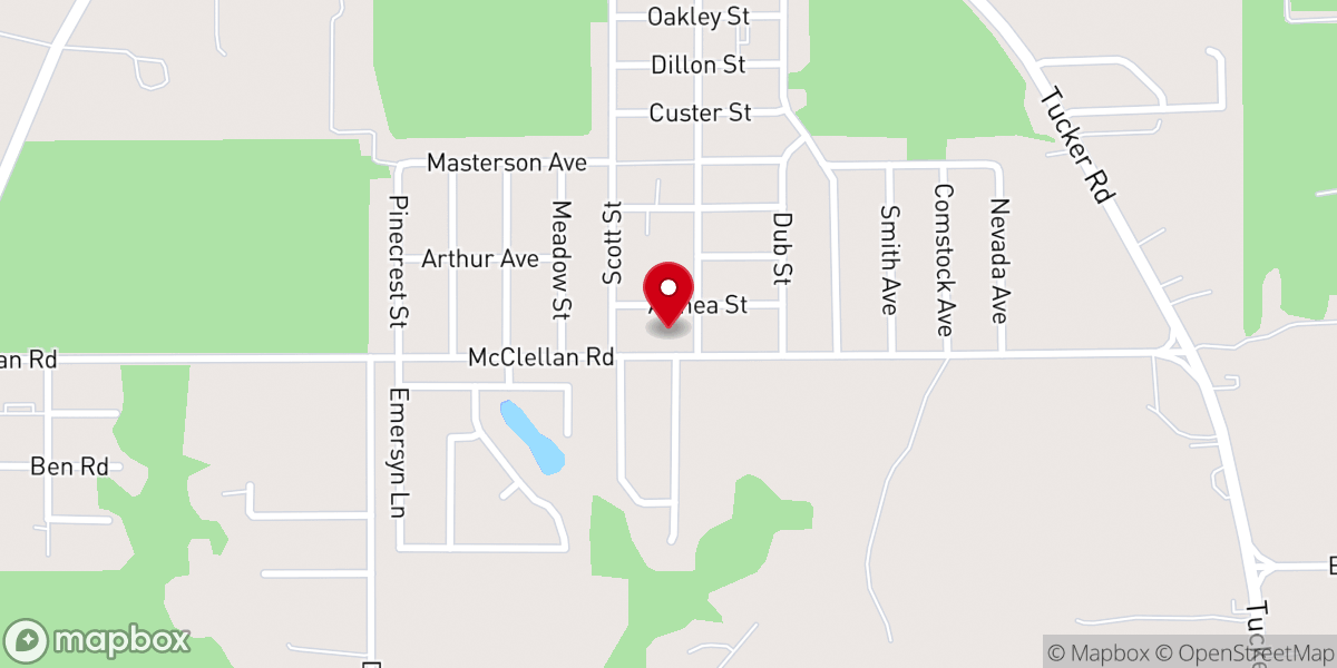 Map showing location of Mc Clellan Road Baptist Church