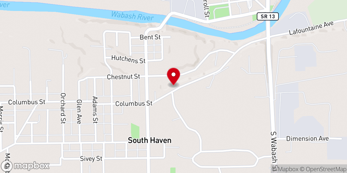 Map showing location of Southside Freewill Baptist Church