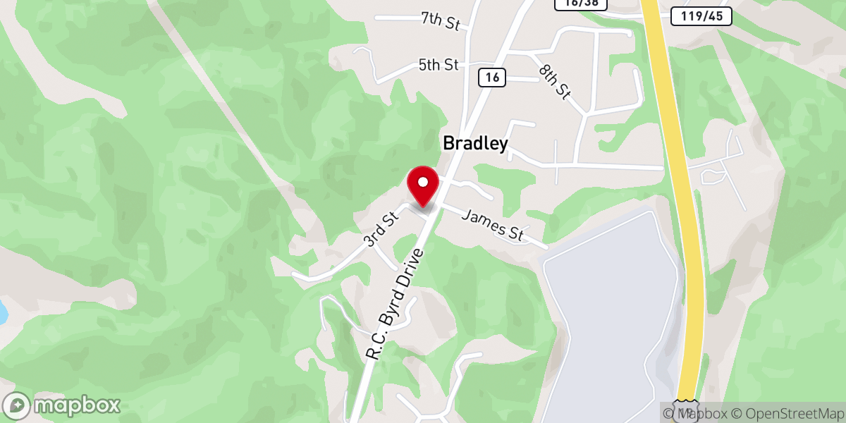 Map showing location of Bradley Baptist Church