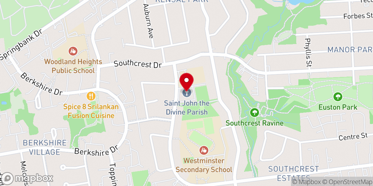 Map showing location of St. John the Divine Parish
