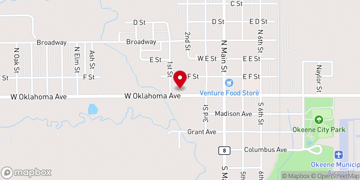 Map showing location of Okeene Milling Co