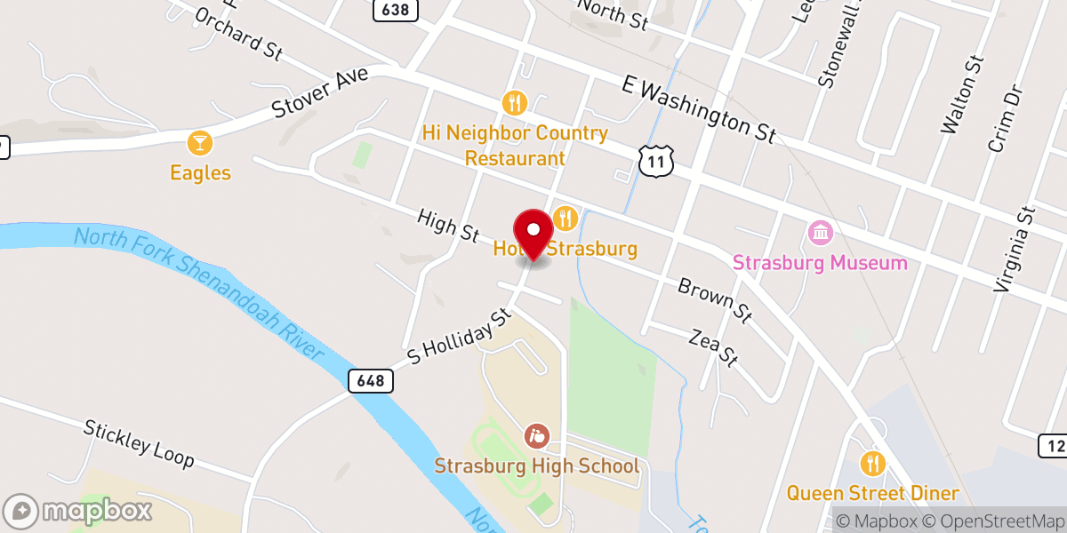 Map showing location of Strasburg Presbyterian Church